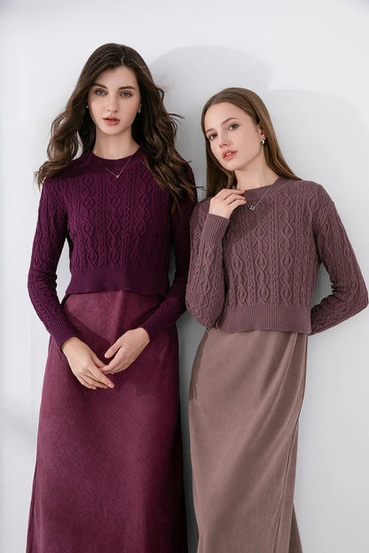 woman clothes short design Cable knitted top