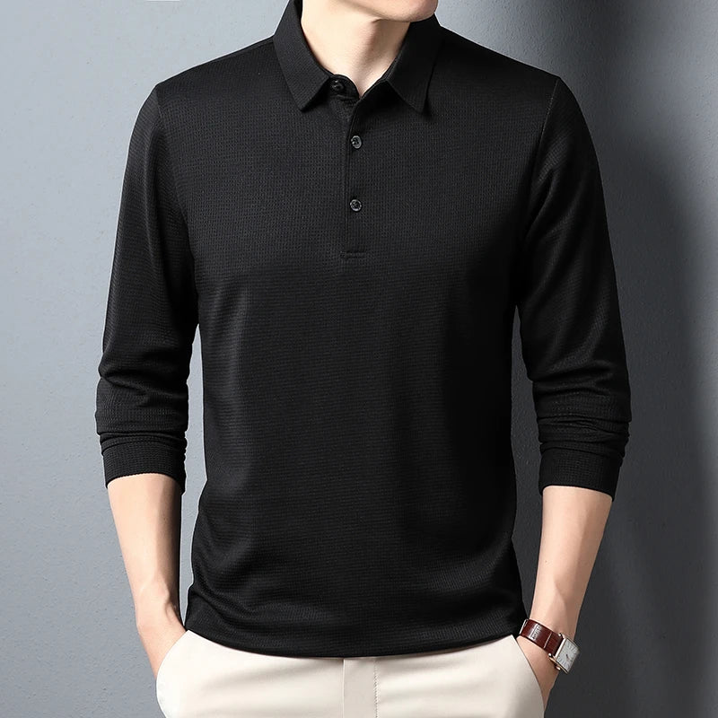 Men's Casual Polo Long Sleeve T-shirt Summer Comfortable  Top