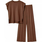 Fashion Casual Suit Sleeveless Vest Sweater  Wide-leg Pants Two-piece Set