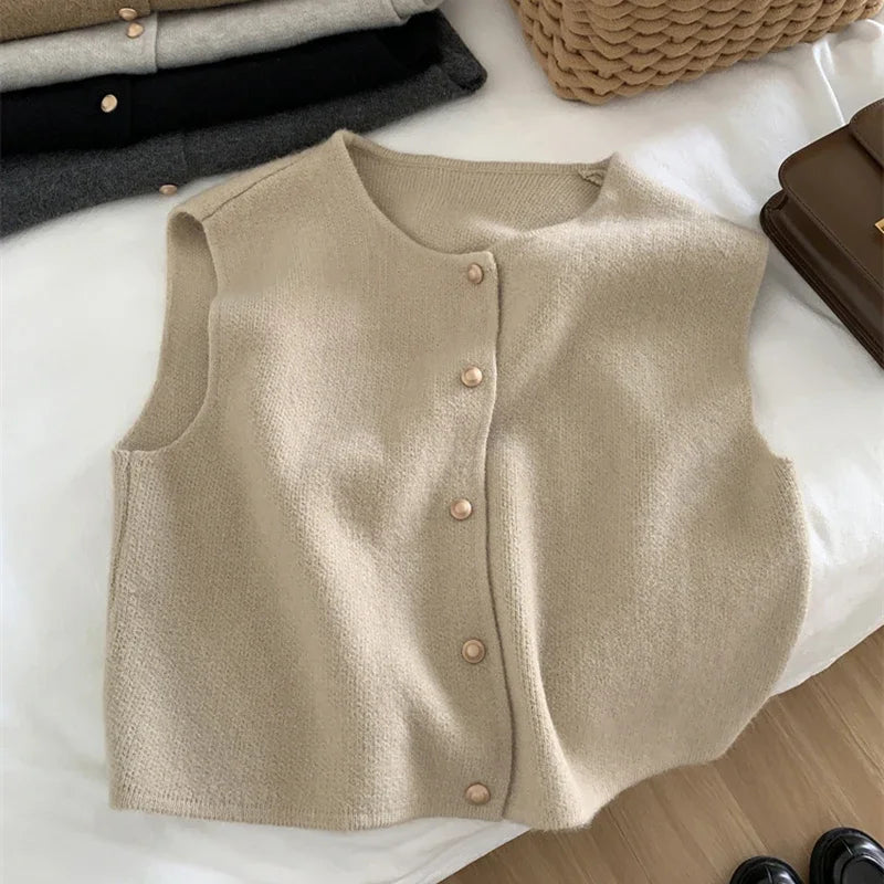 Women Cardigan Sleeveless Sweater Tanks Fashion
