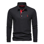 New Men's Deer Polo Shirts Solid Color Long Sleeve