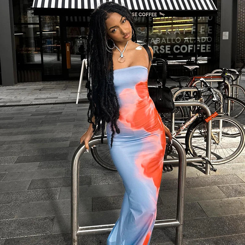 Dress Women Off Shoulder Backless Stretch Long Sundress Summer Clothes