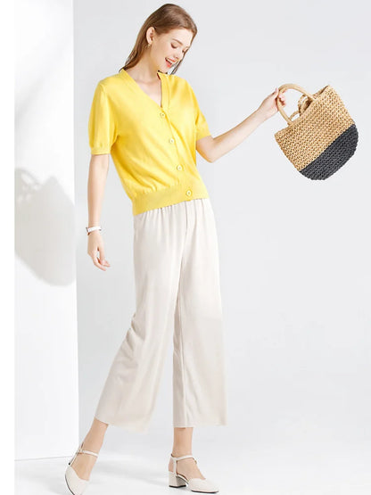 Women Ankle-Length Wide Leg Pants Casual  Female Trousers