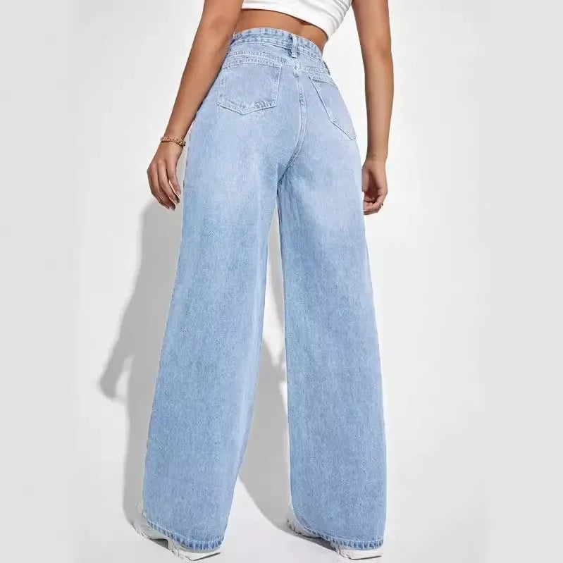 Women Jeans Denim pants Wide Loose Casual Winter