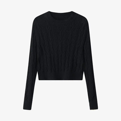 woman clothes short design Cable knitted top