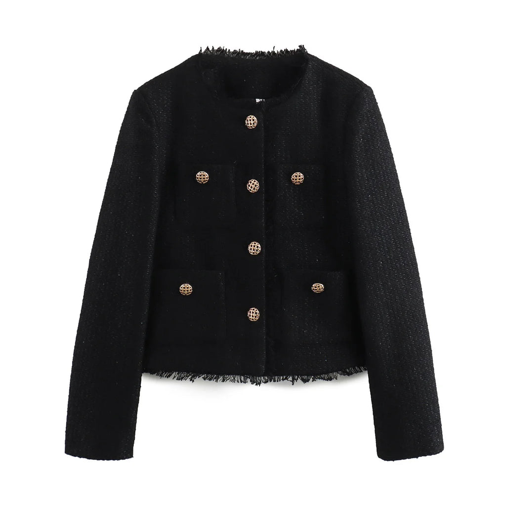 Women Clothing Woolen Outerwear Long Sleeve Front Button Female Outerwear Chic Tops