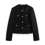 Women Clothing Woolen Outerwear Long Sleeve Front Button Female Outerwear Chic Tops