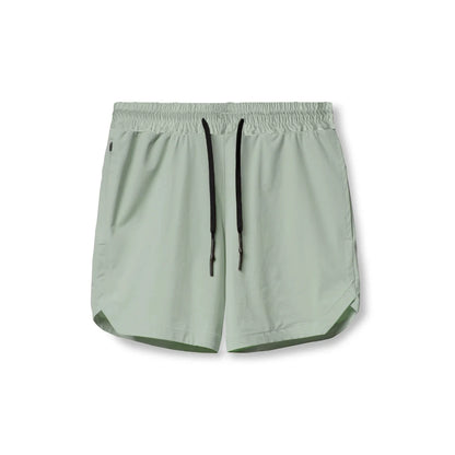 New Men's Shorts Single-Layer Quick Dry Solid Color Running Fitness Sports