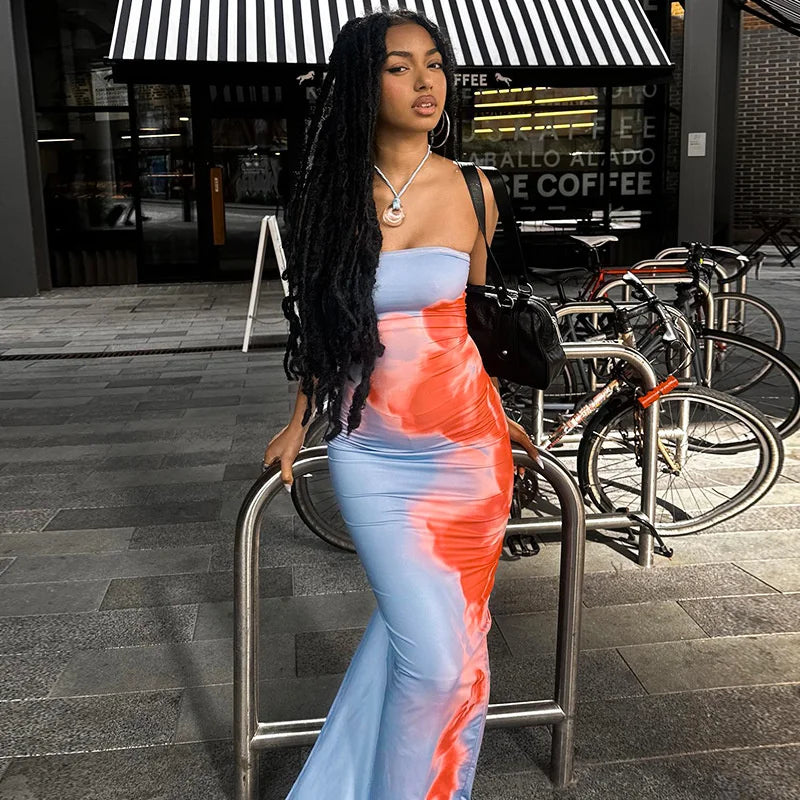 Dress Women Off Shoulder Backless Stretch Long Sundress Summer Clothes