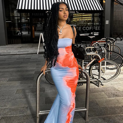 Dress Women Off Shoulder Backless Stretch Long Sundress Summer Clothes