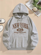Letter Print Hoodie Casual Hooded Sweatshirt For Winter & Fall, Women's Clothing