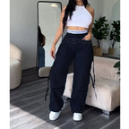 Denim Straight Jeans Wide Leg Women High Waist Loose Pants