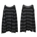 Unisex Sweater Summer Women Striped Cool Hollow Out Hole Streetwear Top