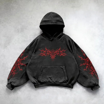 Vintage Fashion Print Zip Up Hoodies Sweatshirt Men and Women Streetwear