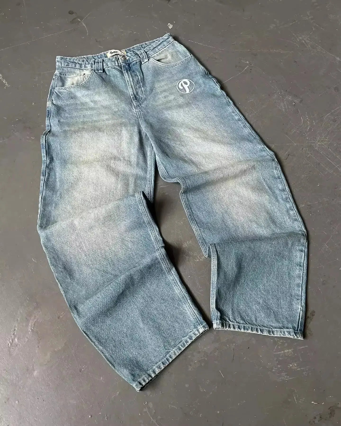 New American women's washed grey jeans Streetwear