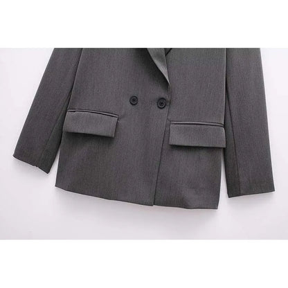 New Women's Solid Color Double breasted Loose Suit Coat for Women
