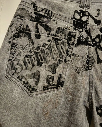 New American women's washed grey jeans Streetwear