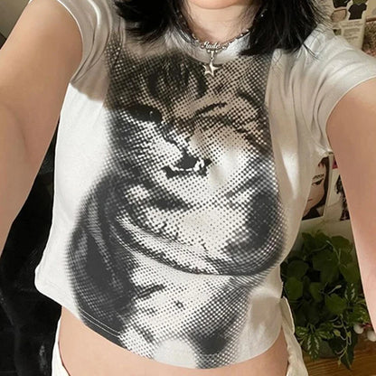 Top Basic White Short Sleeve Crewneck T-shirt Women