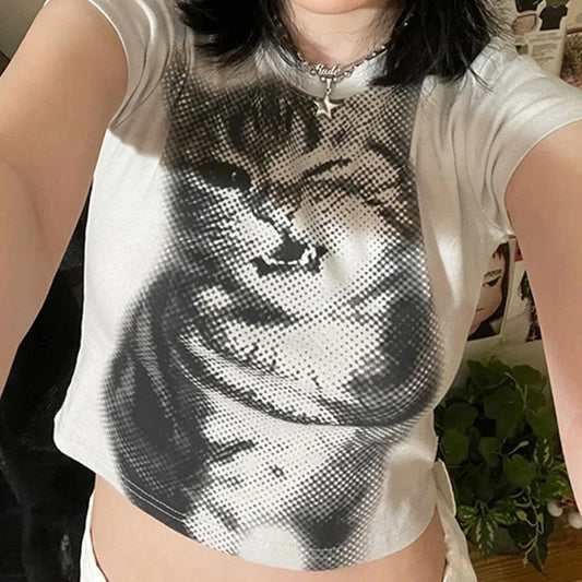 Top Basic White Short Sleeve Crewneck T-shirt Women