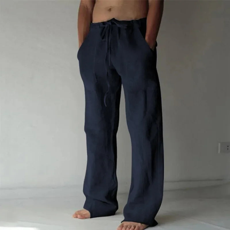 New Men's Cotton Linen Pants Fitness Streetwear