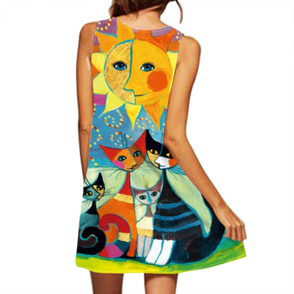 Women's New Dress V-neck Sleeveless  Dress