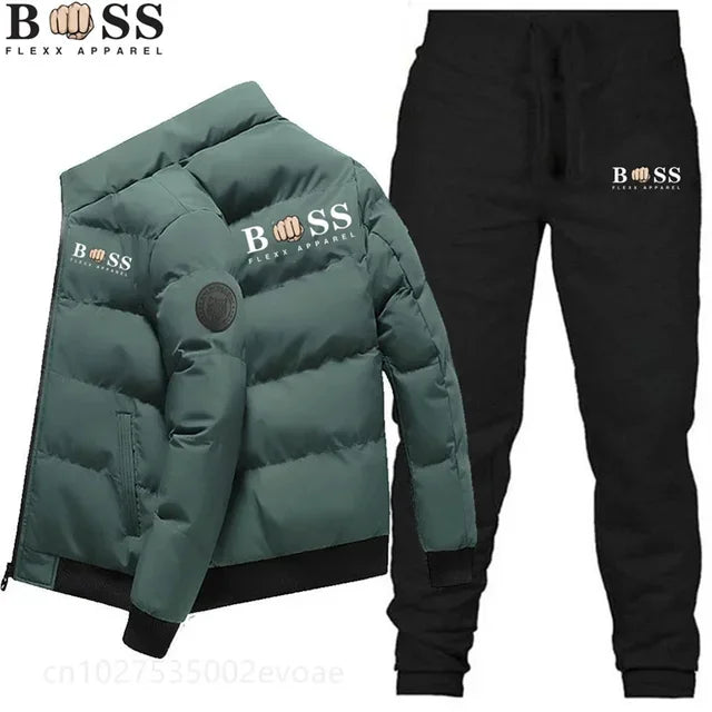 Men's Fashion Warm New Windproof High Quality Polyester Zipper Jacket and Pants
