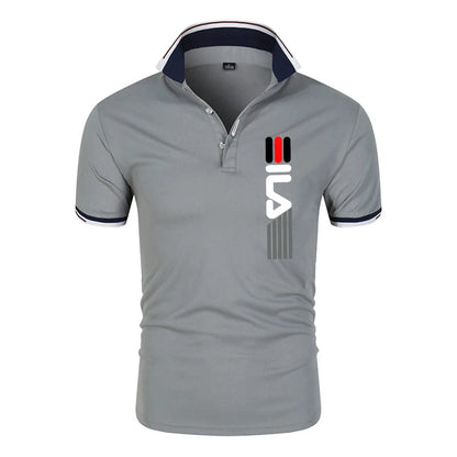 New Men's Lapel Polo Shirt printing  Short Sleeve Casual