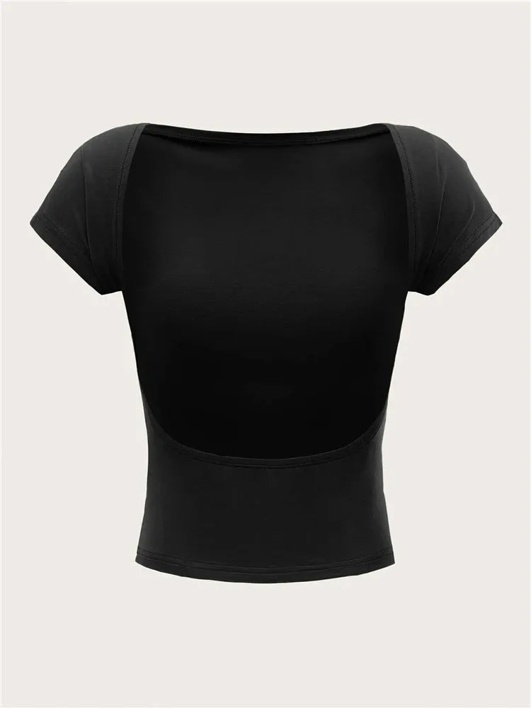 Women's Backless T-shirt Short Top