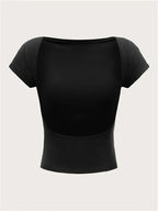 Women's Backless T-shirt Short Top