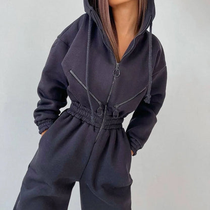 Women Playsuit Sportswear Zipper Hoodies