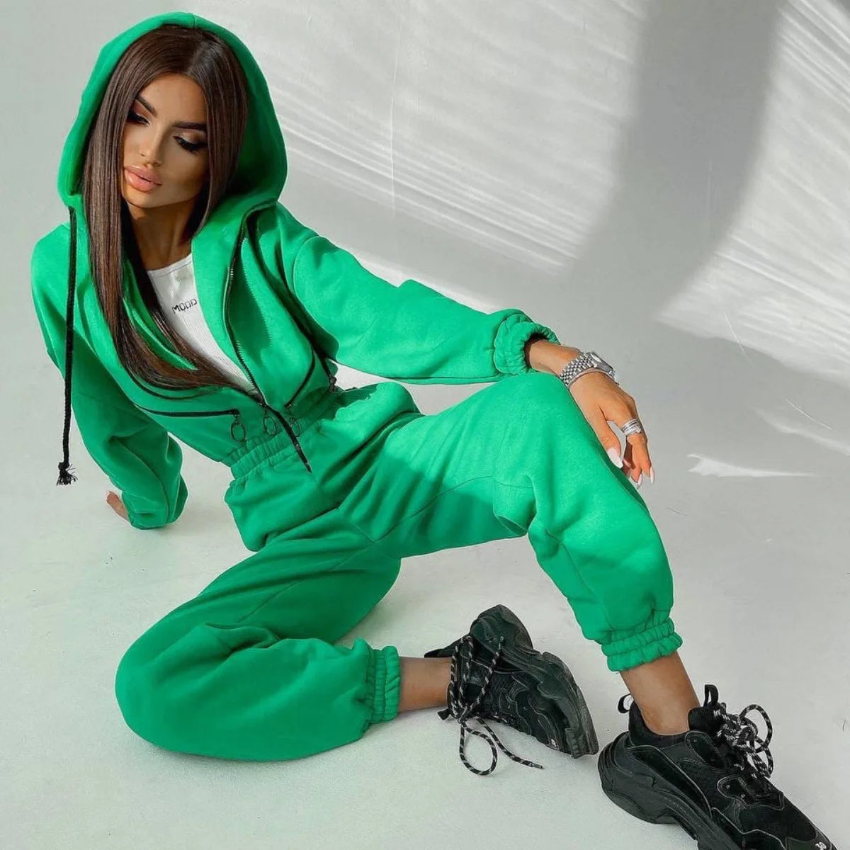 Women Playsuit Sportswear Zipper Hoodies