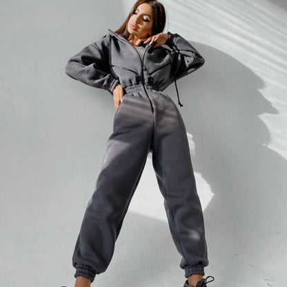 Women Playsuit Sportswear Zipper Hoodies