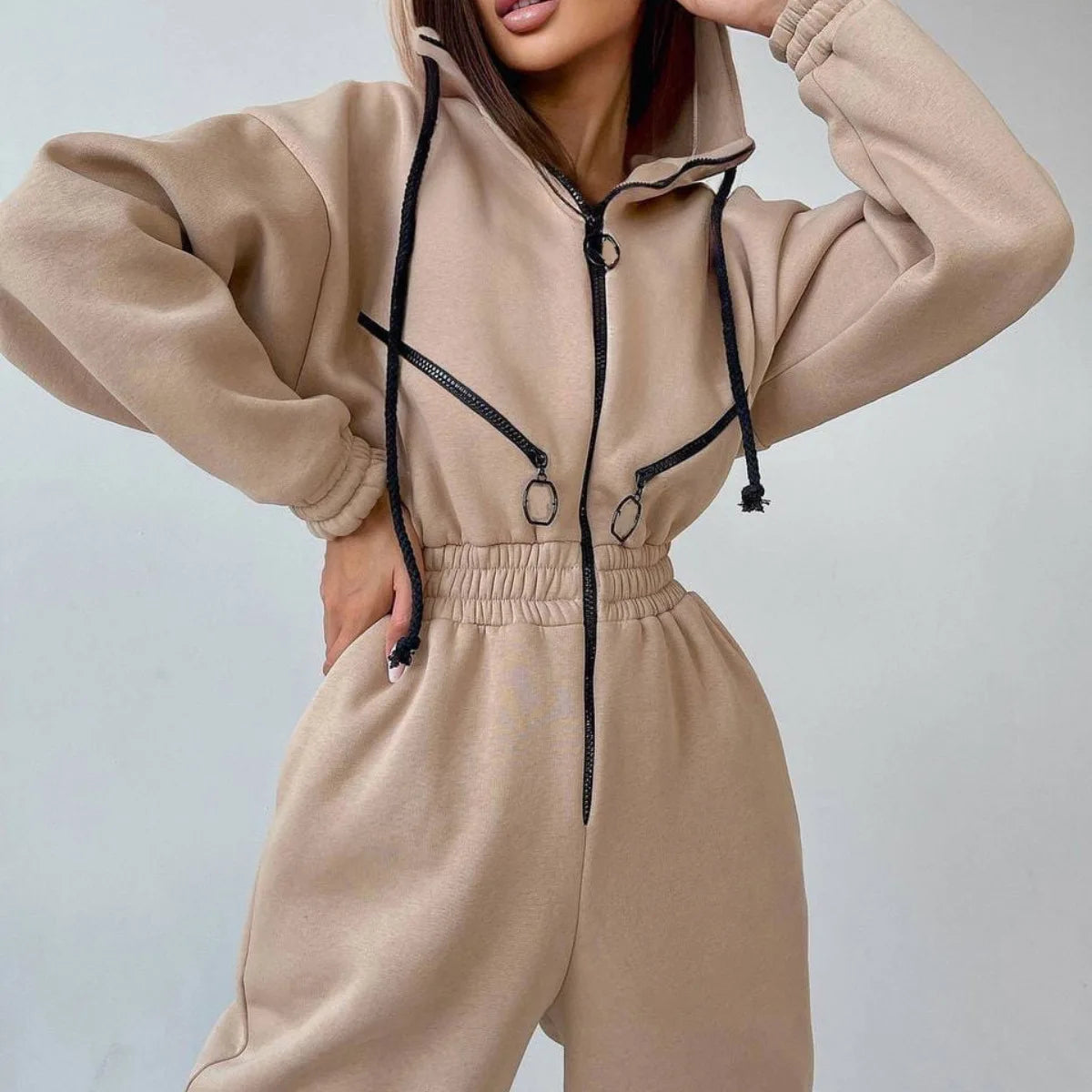 Women Playsuit Sportswear Zipper Hoodies